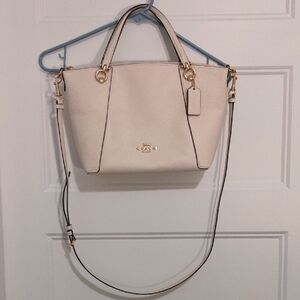 Coach Kacey Satchel C6229 Pebble Leather Crossbody Tote Chalk/Cream